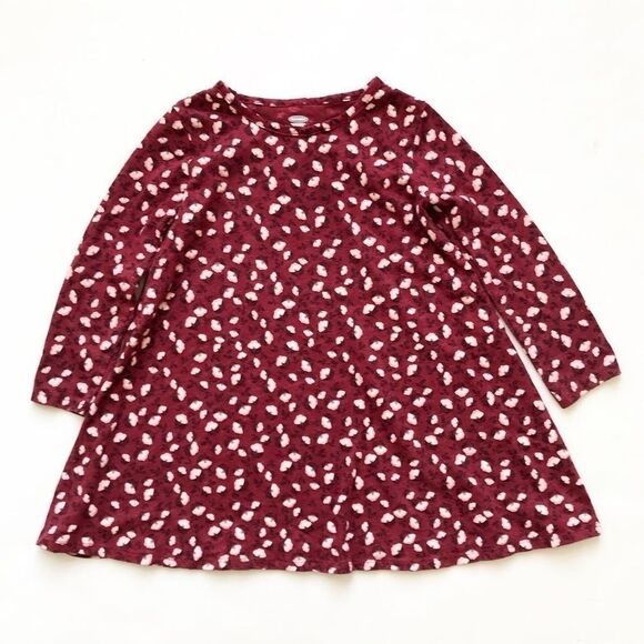 Old Navy burgundy floral print swing dress GUC 5T - Picture 1 of 4